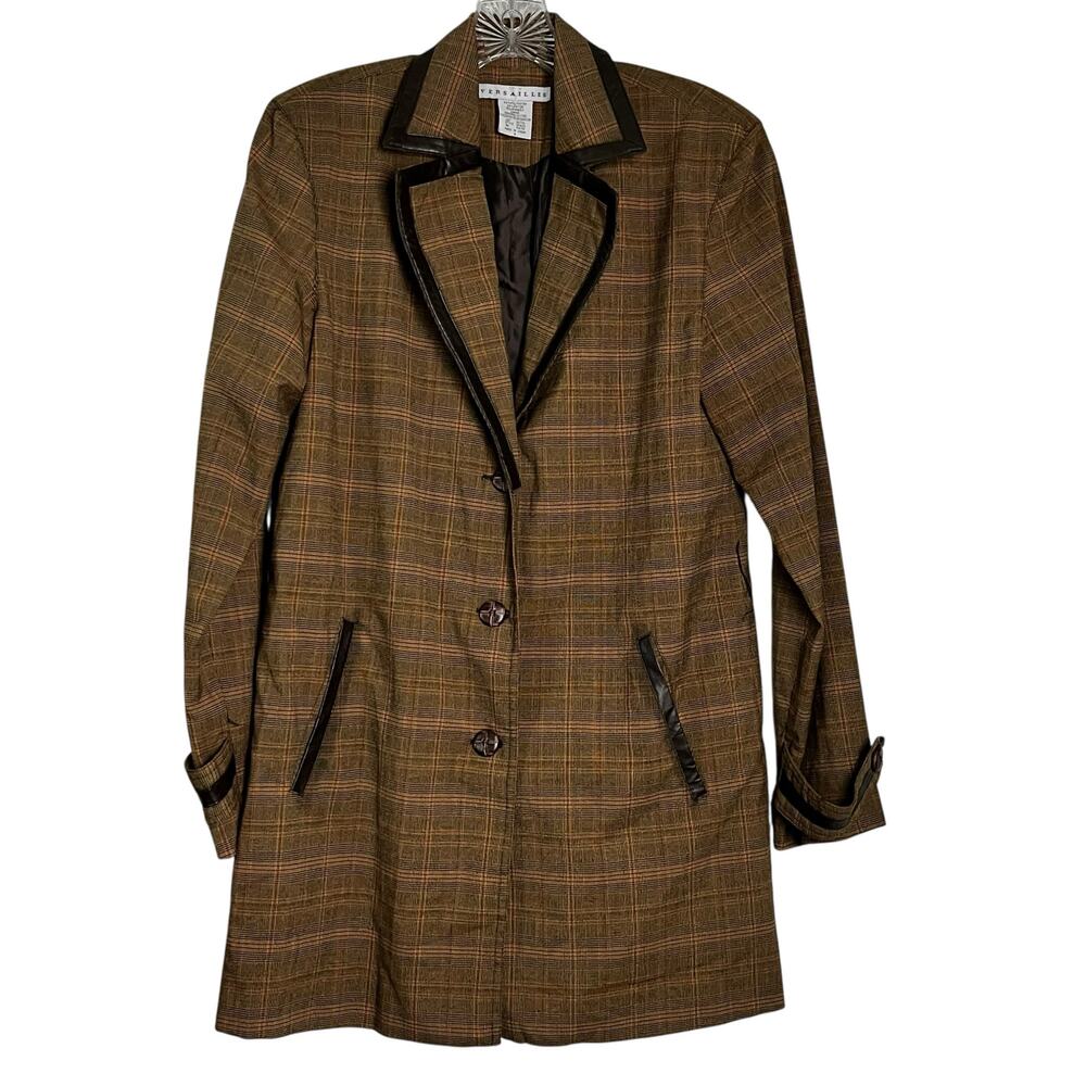 Versailles Brown Plaid Trenchcoat Long Blazer Classic Corporate 6 (2994)